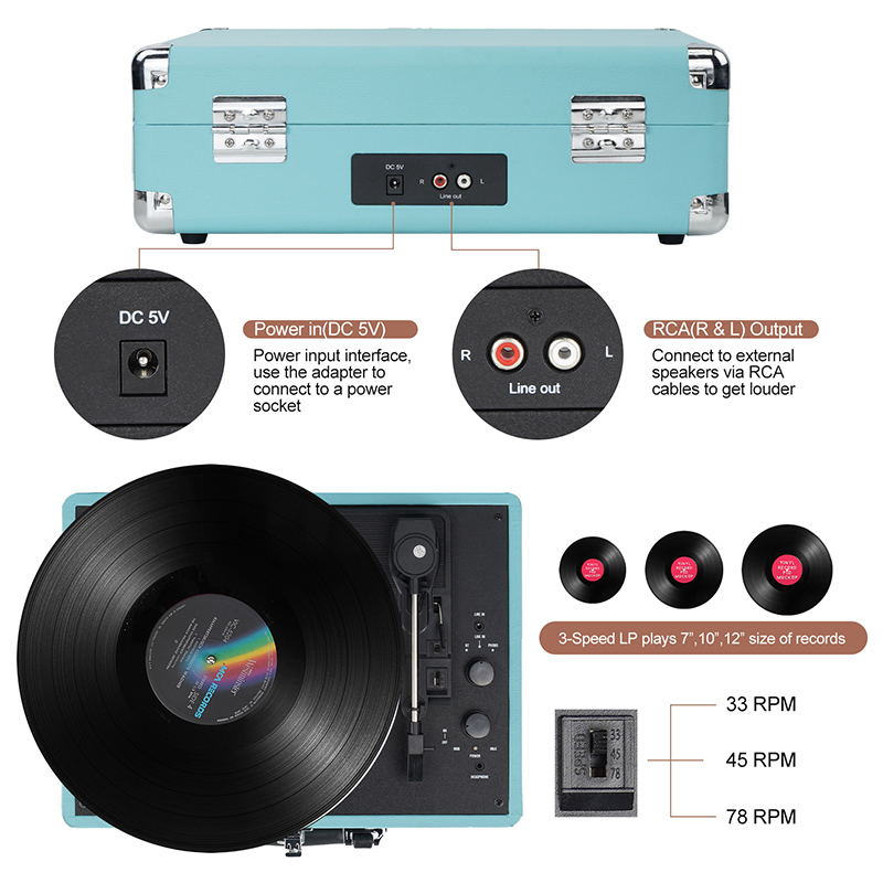 Suitcase Bluetooth Record Player