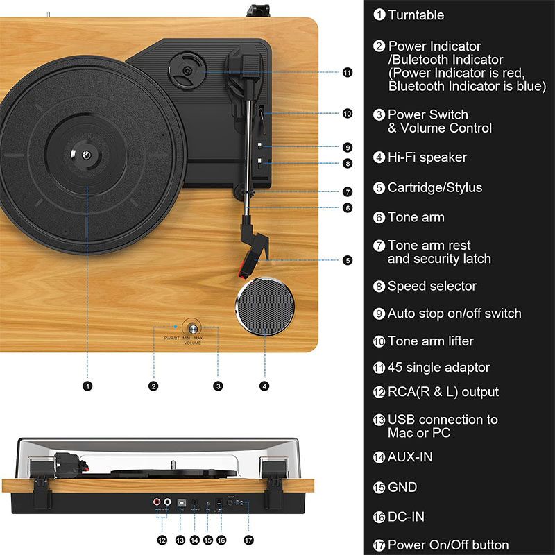 Wooden Bluetooth  Turntable Converter